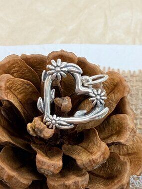 James Avery Flowering Vines Heart Charm Sterling Silver Floral Heart